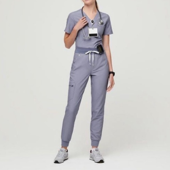 Figs Pants - Figs Catarina Top XXS and Zamora pants XSP vapor space blue set